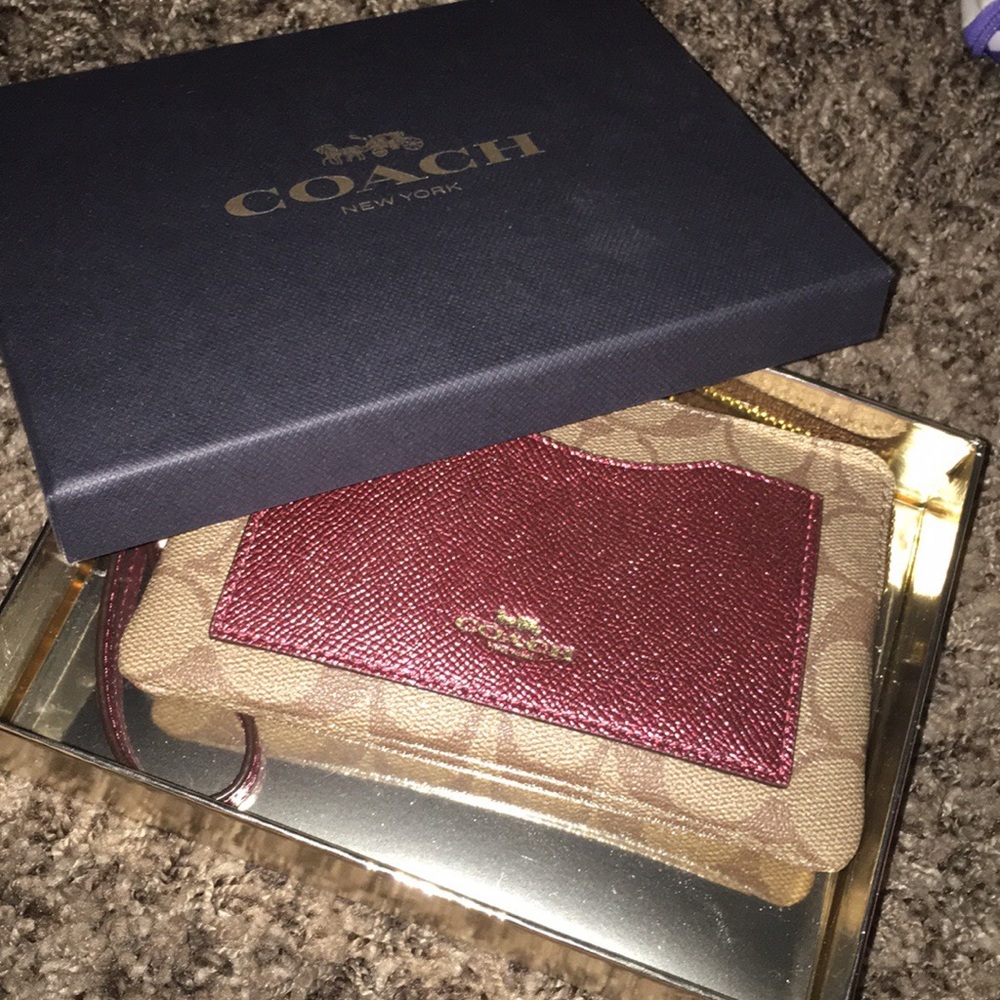 Coach Signature Large Metallic Zip Wristlet